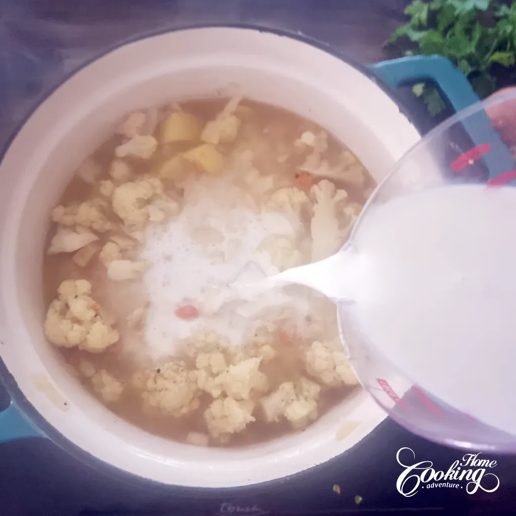 Cauliflower Cream Soup - add milk