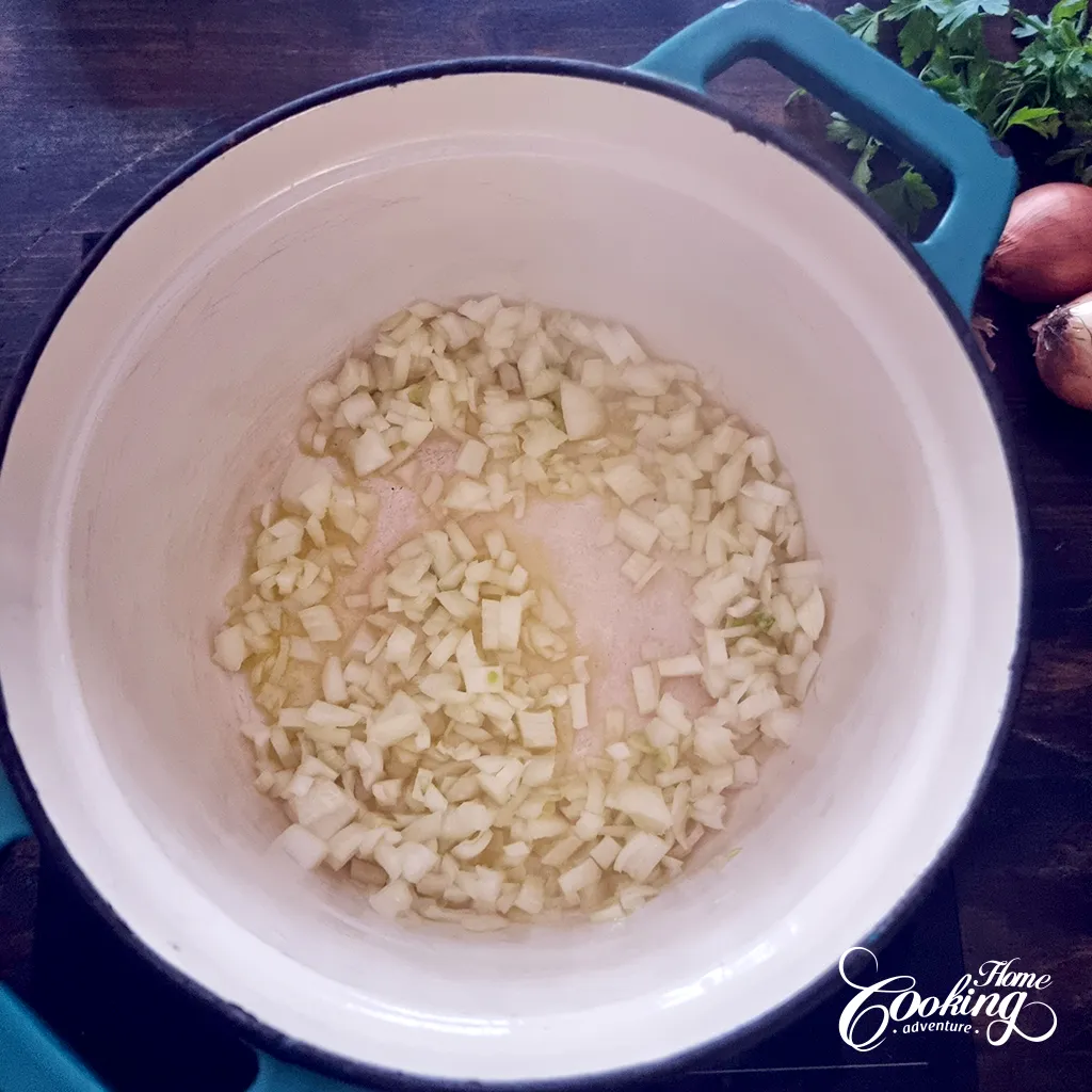 Cauliflower Cream Soup - cook onion