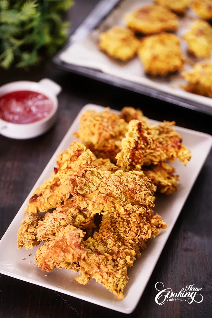 Baked Cornflake-Crusted Chicken Strips - vertical