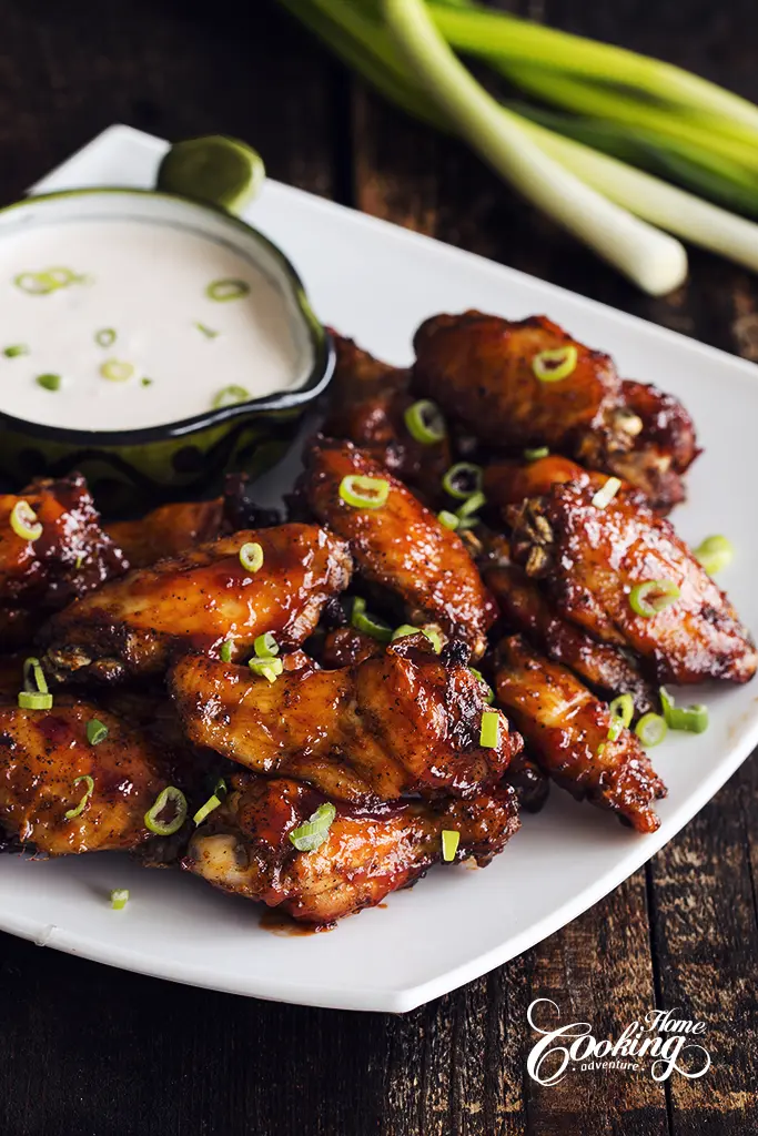 Oven BBQ Chicken Wings with sour cream sauce