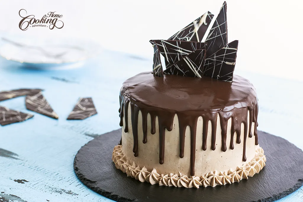 Chocolate Vertical Layer Cake with Chocolate Ganache and Mascarpone Frosting