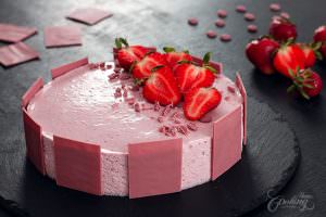 Ruby Chocolate Strawberry Mousse Cake - Valentines Desserts