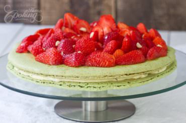 Pistachio Strawberry Macaron Cake