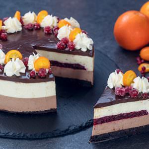 Triple Chocolate Cranberry Mousse Cake