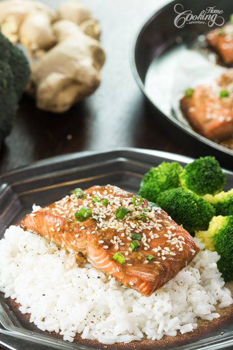 Baked Sesame Salmon over Rice