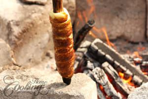 Barbeque Sweet Roll near the fire