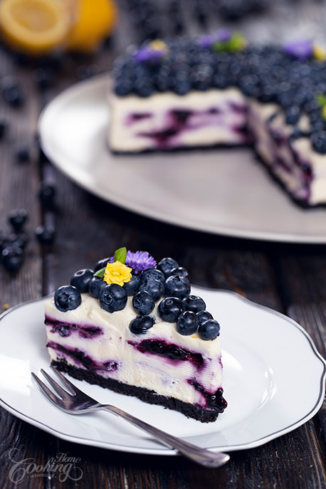 No Bake White Chocolate Blueberry Lemon Cheesecake Slice