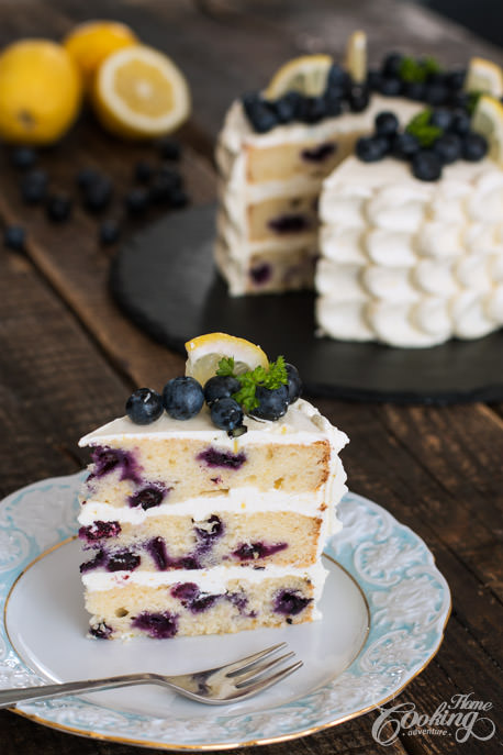 Blueberry Lemon Cake with Lemon Swiss Meringue Buttercream