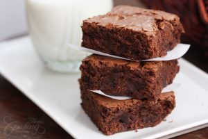 double chocolate brownies with crispy top
