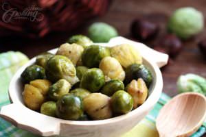 Brussels Sprouts with Chestnuts closeup 