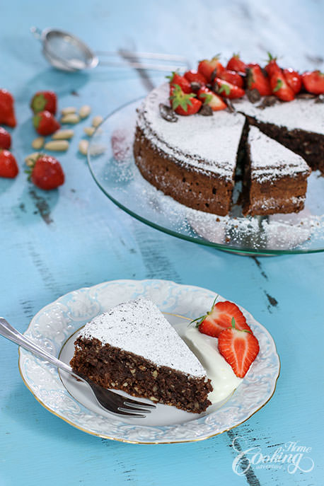 Torta Caprese - Flourless Chocolate Almond Cake Slice