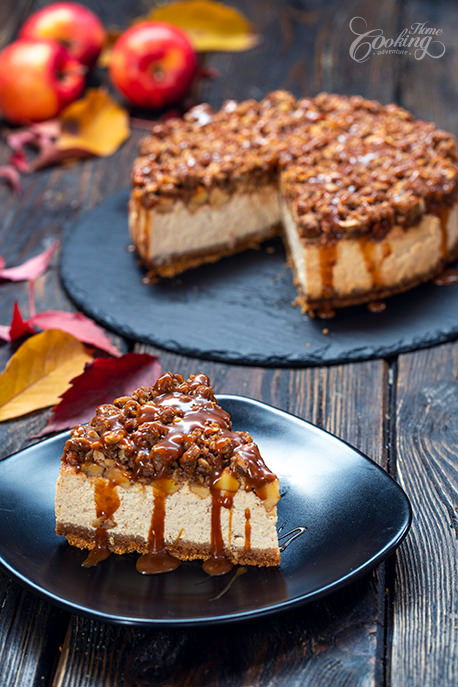 Caramel Apple Crisp Cheesecake Slice