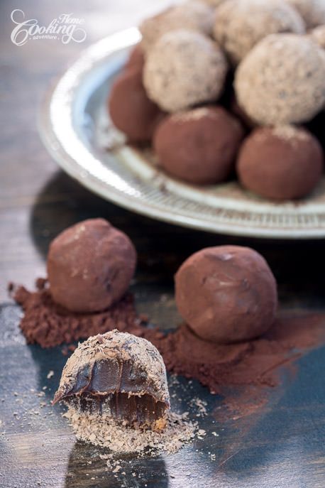 Chocolate Caramel Truffles Closeup