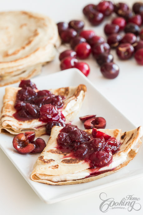 Cherry and Cream Cheese Crepes Vertical