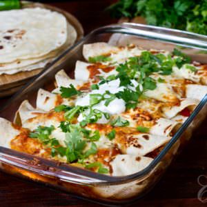 Chicken and bean enchiladas
