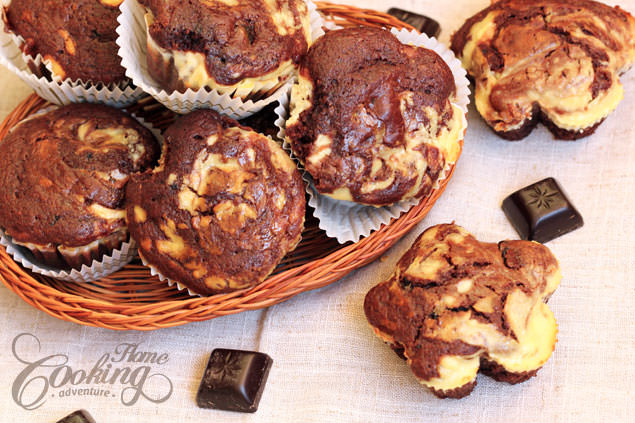 Chocolate Cream Cheese Muffins - flower shaped