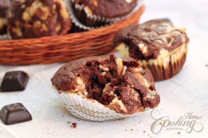 chocolate cream cheese muffins close-up