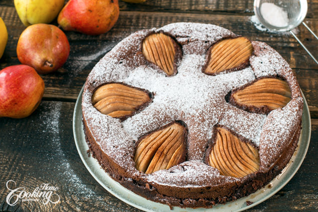 Almond Chocolate Pear Cake