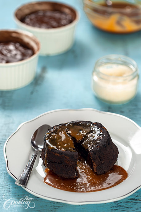 Chocolate Caramel Lava Cake Closeup