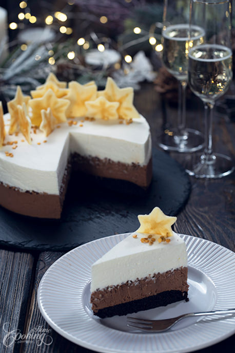Chocolate Champagne Mousse Cake Slice