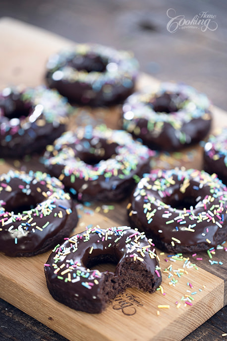 Easy Baked Chocolate Doughnuts (no yeast, no eggs, no butter) Closeup