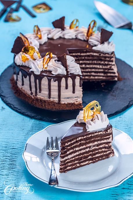 Chocolate Medovik - Chocolate Honey Cake Slice
