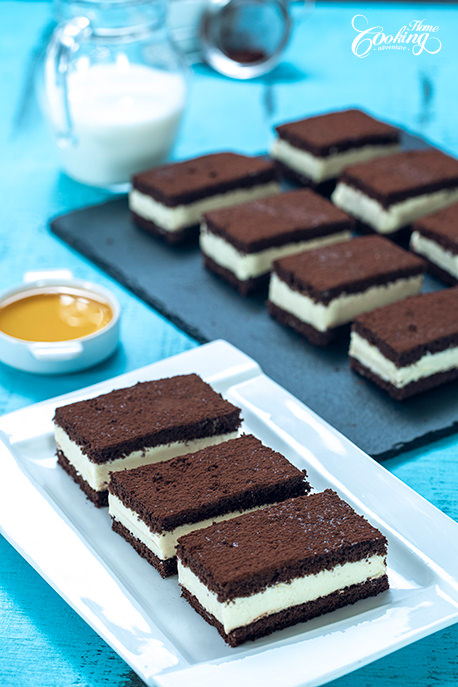 Chocolate Milk Slice Cake - Kinder Chocolate Milk Slice Closeup