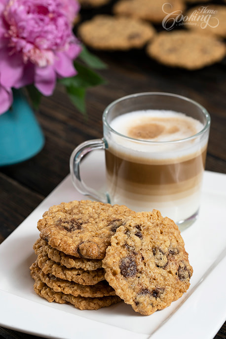 Eggless Chocolate Oatmeal Cookies Closeup