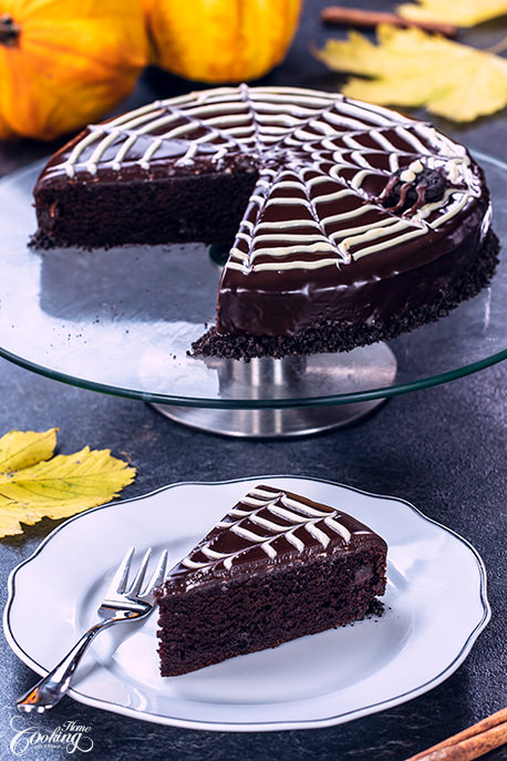 Easy Halloween Chocolate Pumpkin Cake Slice