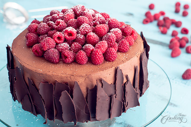 Chocolate Raspberry Cake with Whipped Chocolate Ganache