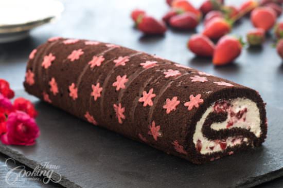 Chocolate Strawberry Swiss Roll