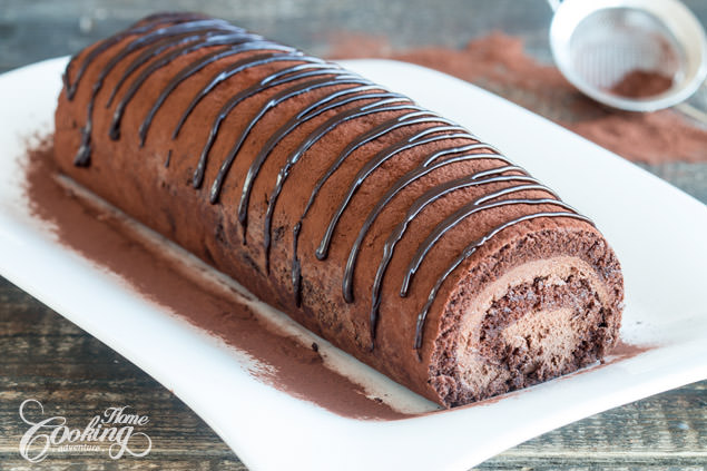 Chocolate Swiss Roll with Chocolate Mousse Filling