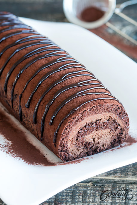 Chocolate Swiss Roll with Chocolate Mousse Filling