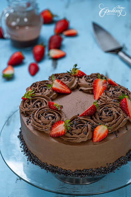 Chocolate Tres Leches Cake Closeup