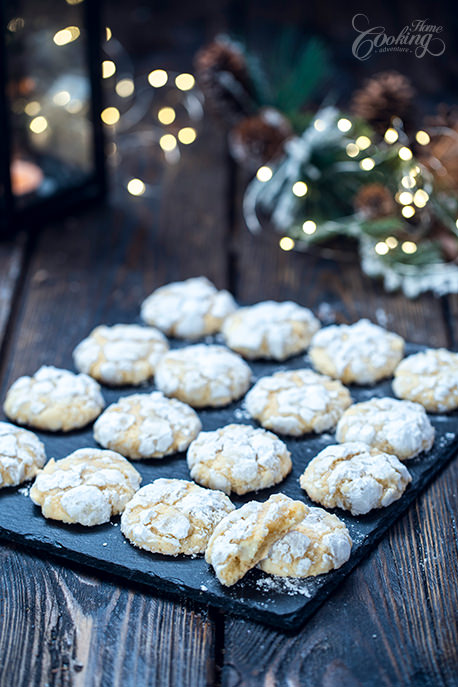 Coconut White Chocolate Crinkle Cookies Closeup