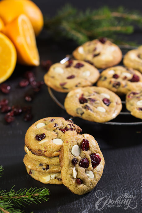 Cranberry Orange Cookies with white chocolate chips