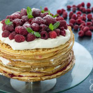 White Chocolate Raspberry Crepe Cake