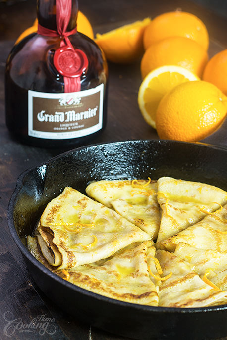 Crêpes Suzette on skillet