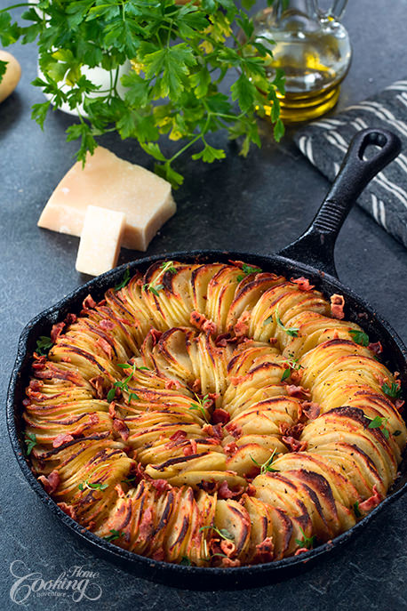 Crispy Sliced Roasted Potatoes Vertical