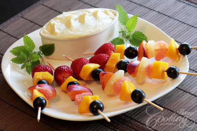 Fruit Skewers With White Chocolate Fondue