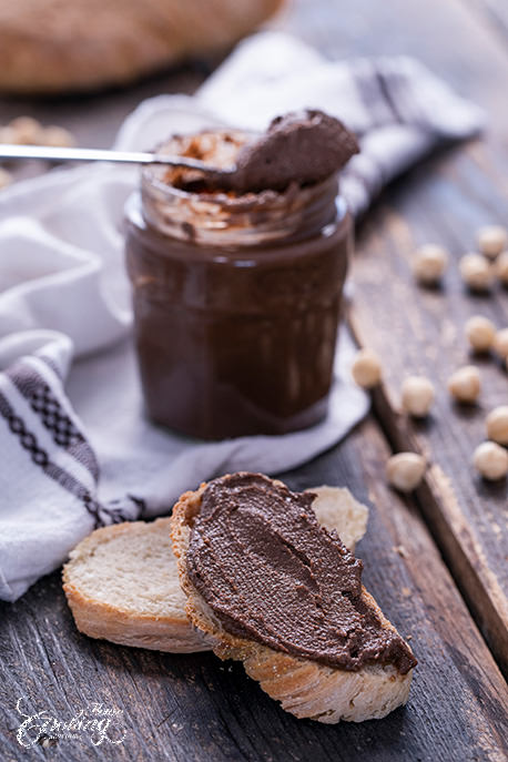 Homemade Nutella - Chocolate Hazelnut Praline Spread Closeup