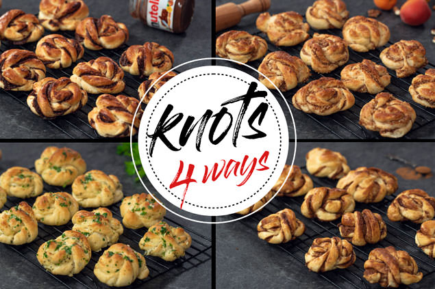 Knots 4 ways - Nutella, Cheese, Cinnamon and Nuts