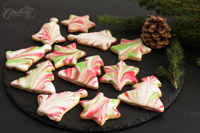 Marbled Icing Sugar Cookies for Christmas