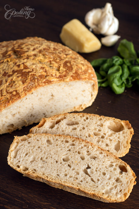 No-Knead Cheese Bread Slice