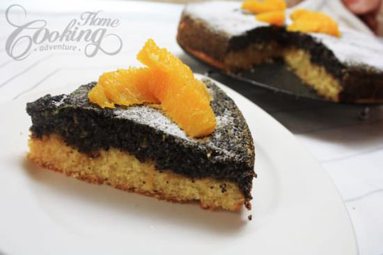 orange poppy seed cake slice