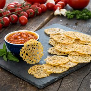 Parmesan Crisps with Marinara Sauce