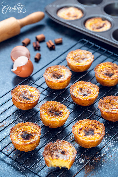 Pastéis de Nata - Portuguese Custard Tarts Closeup