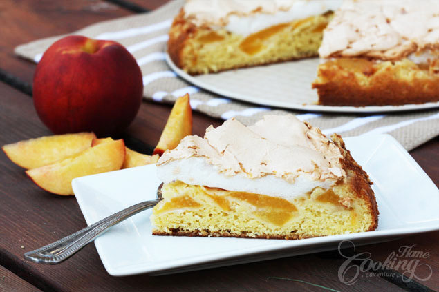 Peach Cake with Meringue Topping
