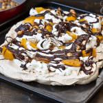 Peach Chocolate Pavlova