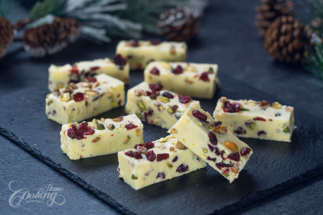 Cranberry Pistachio Fudge without Sweetened Condensed Milk